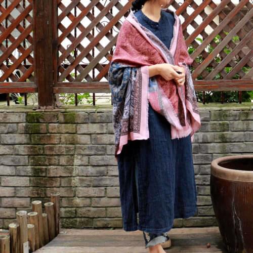 Women Retro Printed National Style Scarves Scarf Female Wraps Ladies 2019 Spring Autumn Shawl Scarves