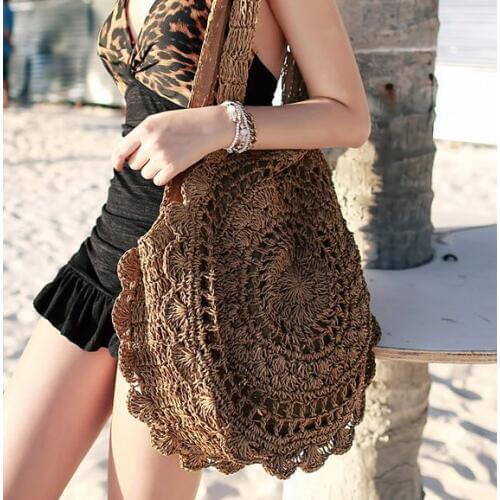 36x36CM Popular Flowers Hand-woven Women Temperament Style Summer Holiday Beach Bag c3642