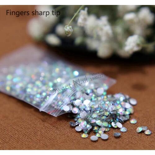 1000 pcs 2020 SS6 AB crystal colorful round resin rhinestone Flatback rhinestones 14 faces DIY nail decorative beads N22