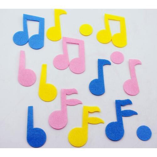 15pcs Mix Color Musical Notes Felt Fabric Cloth Material Home Kindergarten Kid Room Wall Decor Stickers Scrapbooking Accessories