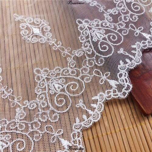 15Yard White Black Lace Love net Gauze Embroidery 14.1cm Mesh Clothing Accessories High-end Wedding Accessories Factory Price