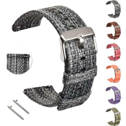 2019 High Quality Canvas Watch with Switch Ear 18mm 20mm 22mm 24mm Nylon Strap Silver Clasp