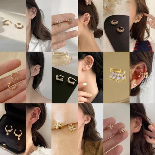 2021 summer new high-end ear bone clip earrings cold wind super fairy French simple small exquisite zircon non-perforated ear cl