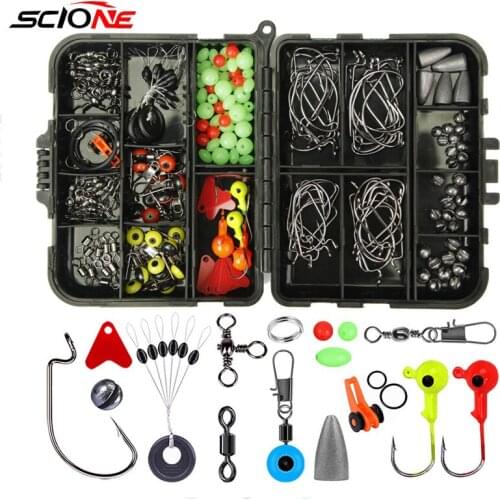 205 Pieces Lure Fittings Set Hook Fittings Combination Set Fishing Rig Fittings Lure Fishing Fake Bait Accessories Set X608G