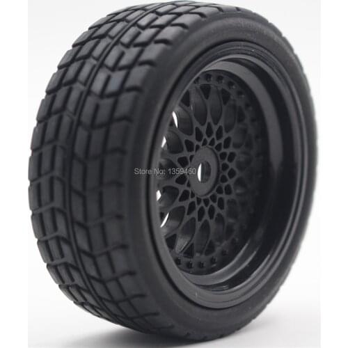 4pcs 1/10 RC Soft Rubber Touring Tire Tyre Wheel Rim Y12NK(Black) 3/6/9mm Offset for 1:10 Touring Car 10030+21013