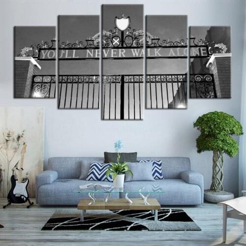 Pictures Frame Poster Wall Art 5 Pieces/Pcs You Will Never Walk Alone Football Canvas Painting ChildrenS Room Decor HD Print