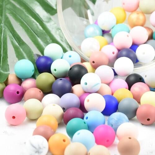 50 PCS 12 MM Multi-Colors Option Silicone Round Beads Rodent DIY Necklace Chews Pacifier Chain Clips Beads Soft Texture Silicone