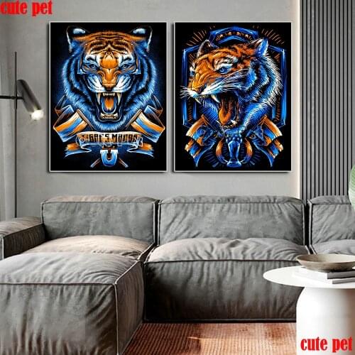 5d cross stitch diamond painting Animal tiger head full square round diy diamond embroidery Mosaic wall decorative icon sticker