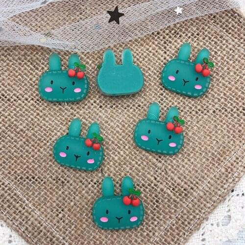 6Pcs/lot 20mm 5Colors Cartoon figure Rabbit Charm Resin Diy Cherry Rabbit Jewelry Making Accessories Findings