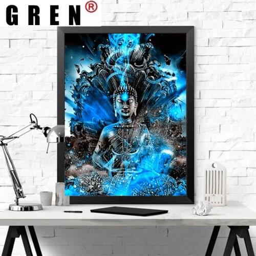 GREN 5D Diamond Painting Buddha Religion Full Drill Square Diamond Embroidery Sale Cross Stitch Kit Portrait Zen Craft Kit