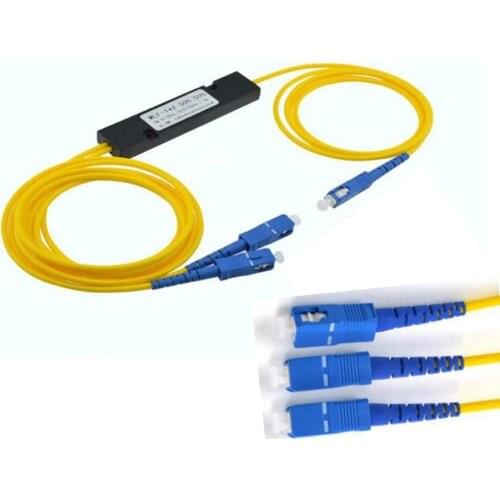 Free Shipiing 2pcs/lot SC/UPC 1X2 PLC Singlemode Fiber Optical splitterFBT Optical Coupler FTTH 1x2 PLC optical fiber splitter