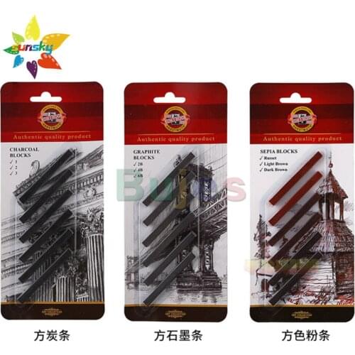 Czech KOH-I-NOOR 6 pcs Square carbon bar square graphite bar square color chalk for sketch drawing professional art supplies