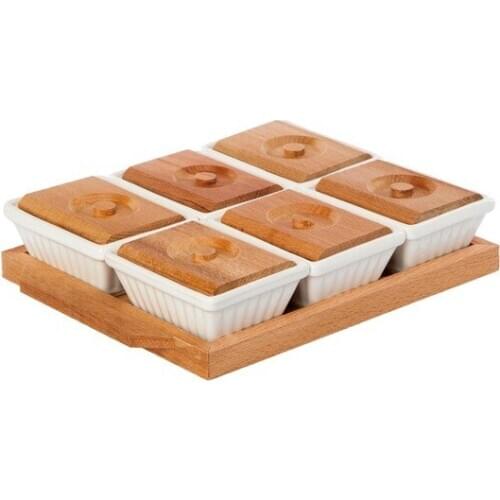 Zucci Handle 6'Lı Wooden Breakfast dinner plates тарелки для еды посуда для сервировки plate plateau de service