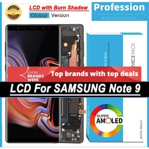 100% Tested 6.4'' Display with Burn Shadow for Samsung Galaxy Note 9 Note9 N960F LCD Touch Screen Repair Parts + Service Pack