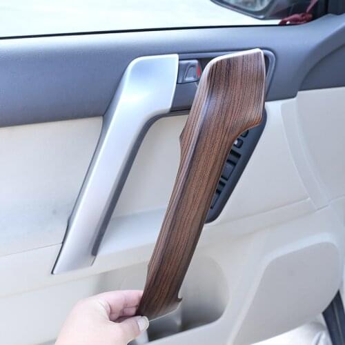 4pcs Black Ash Wood Car ABS Interior Door Handle Trim For Toyota Land Cruiser Prado FJ150 150 2010-2018 Accessories