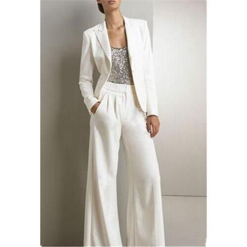 Women Formal Business Office 2 Pieces Suits White Fashion Custom Made Women Ladies Party Prom Suits Jacket Pants Tailleur Femme
