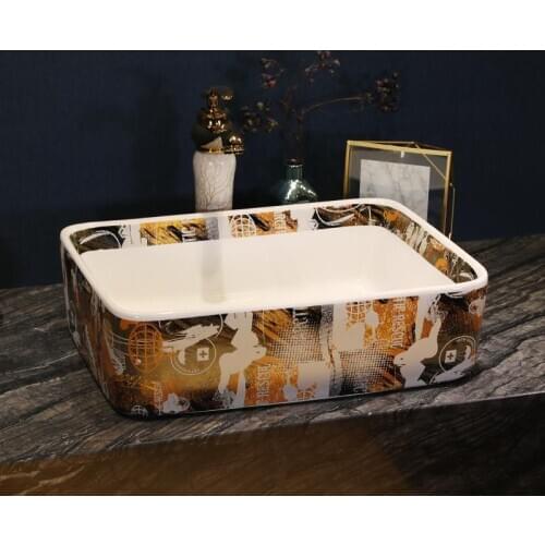 Europe style Jingdezhen ceramic sink wash basin Ceramic Counter Top Wash Basin Bathroom Sinks rectangular vanity and sink