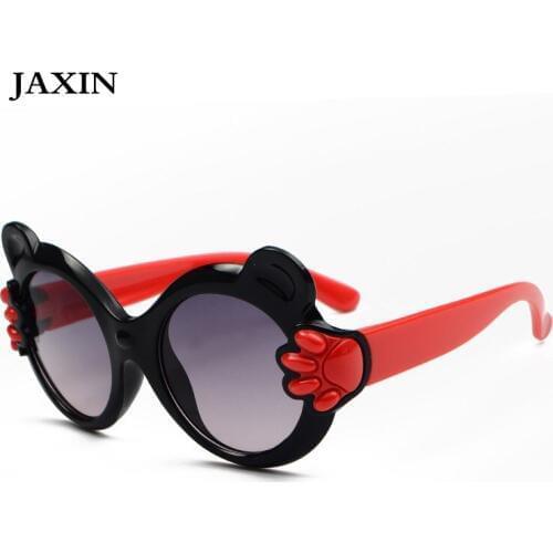 JAXIN Personality Round Cat Head Kids Sunglasses Girl Retro Round Color Border Sun Glasses Boy Small Hand Shy Cute glasses UV400