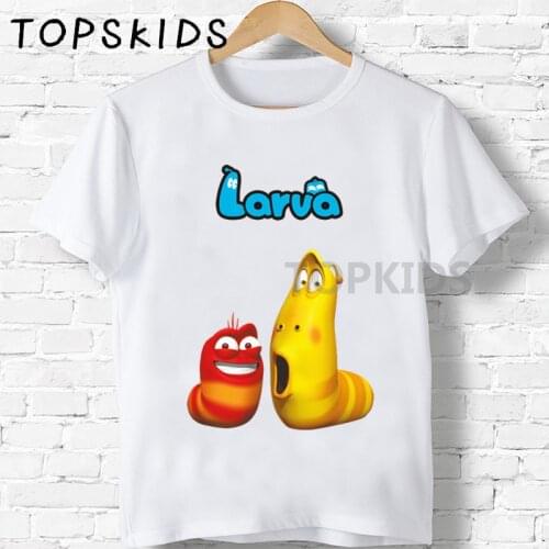 2021 Korea Hilarious Insect Larva Cartoon Print Kids T-shirts Boys&Girls Funny Baby Tops Children Summer O-Neck Tshirt,HKP5213