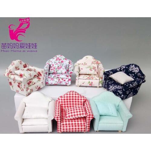Mini doll house sofa living room stool and rocking chair dollhouse furniture diy decoration