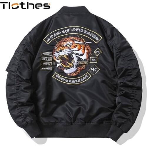 Tiger Embroidery Bomber Jacket Mens Clothing Hip Hop Baseball Jackets and Coats Streetwear Military Jacket Mens Brand Outerwear