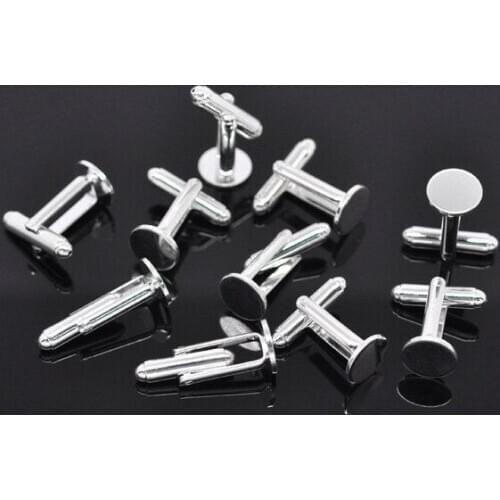 High quality 10mm silver plated brass CuffLinks With Round Base jewelry findings