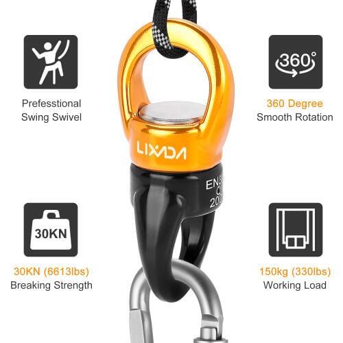 Lixada Swing Swivel 30kN Safest Rotational Device Swing Spinner Carabiner Swivel Climbing Rope Swivels Swing Setting Hammock