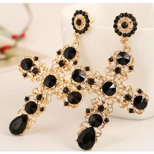 Fashion Earrings Jewelry European and American Vogue Vogue Is Popular Grandiose Style Cross Earrings Suits A Woman To Wear