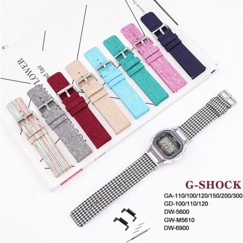Nylon Canvas Watch Strap for Casio G-Shock GA-110/100/120/150/200/300/400/700 GD-100/110/120 DW-5600 6900 GW-M5610 Band Bracelet