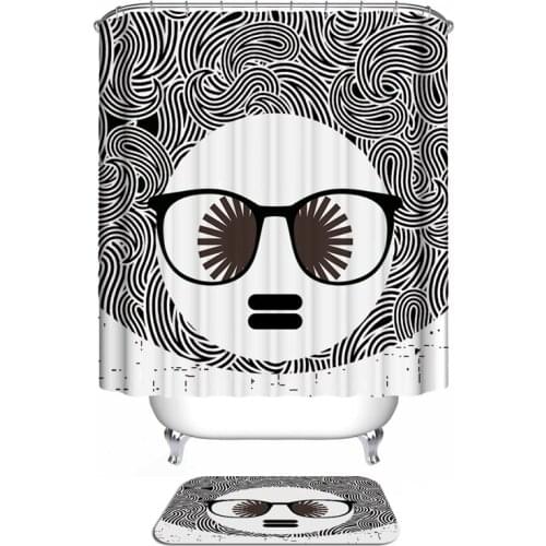 New Nordic Style Personality Fashion Creative Cartoon Bathroom Bathroom Partition Waterproof and Mildew Proof Shower Curtain