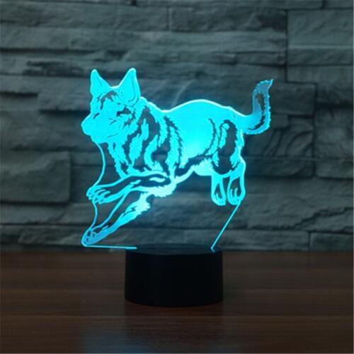 2018 New German Shepherd seven color 3D lights touch glow vision light gradient LED action lamp Night Christmas gift