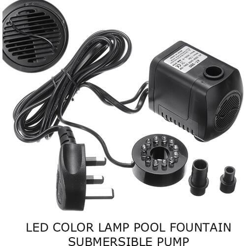 New 15W 220V Electric Water Pump Submersible Pump Fountain Garden Fish Pond LED Water Pumps UK Plug 800L/ H