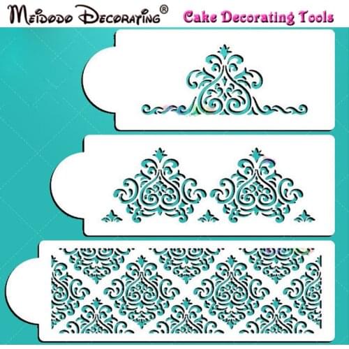 New High Quality 3Pcs Elaines Cake Stencil Set Wedding Cake Decorations Cake Decorating StencilsTools Cake Moulds