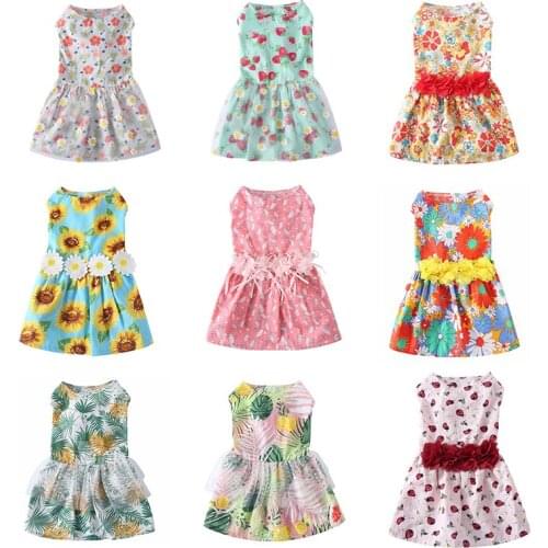 Dog Dress Cute Flower Pet Dress For Dogs Cats Cozy Summer Puppy Skirt Puppy Clothes Cute Love Chihuahua Outfits Dress