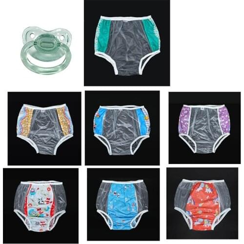 8pcs ABDL adult diaper 7pvc vreusable baby pant Give 1 pacifier diapers onesize plastic bottoms DDLG adult baby new underwear