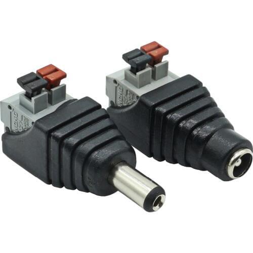Professional DC Male & Female Connector 2.1*5.5mm Power Jack Adapter Plug for 3528/5050/5730 Single Color LED Strip Light 1Pair
