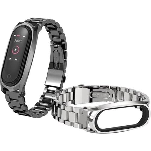 For Xiaomi Mi Band 5/4/3 Strap Stainless Steel Luxucy Watchbands With Frame Fashion Men Women Smart Watch Replacement Strap