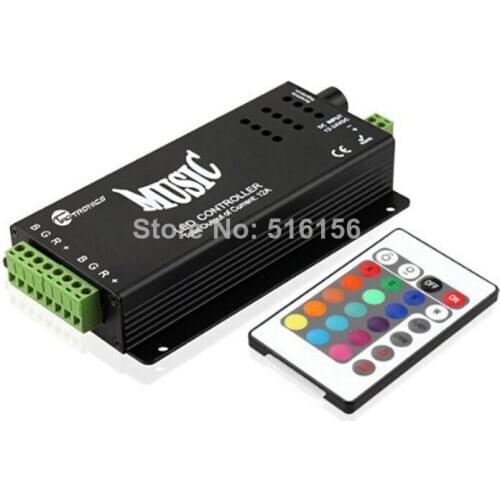 RGB Music Controller 2 Ports Output for Color Changing Neon LED Strips with Remote Controler ,for 5050rgb, 12v