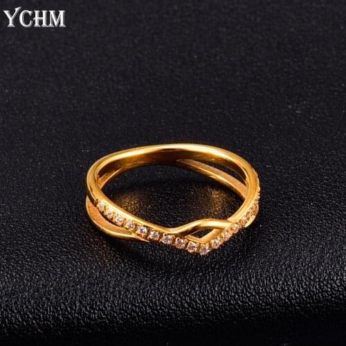 Luxury Crystal Ring for Women Engagement Ring with Crystal Zircon Stainless Steel Ring for Women Jewelry YCHM