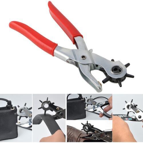Heavy Duty Revolving 6 Hole Leather Belt Paper Eyelet Cut Plier Punch Craft Tool