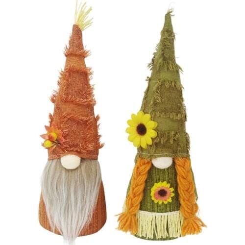 Harvests Festival Maple Leaf Faceless Gnome Doll Thanksgiving Home Decoration Farmhouse Tiered Tray Decor