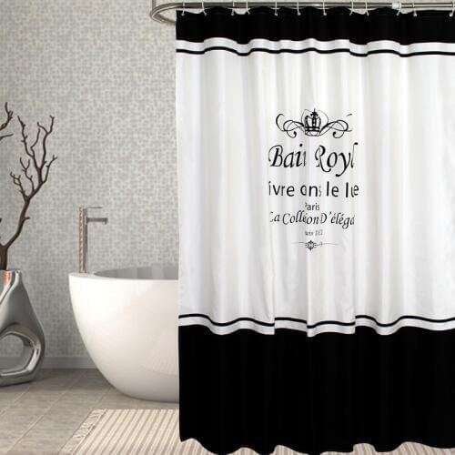 Shower Curtain Waterproof Bath Curtains Bathroom Crown Letters Printed For Bathtub Bathing Cover Extra Large Wide 12pcs Hooks