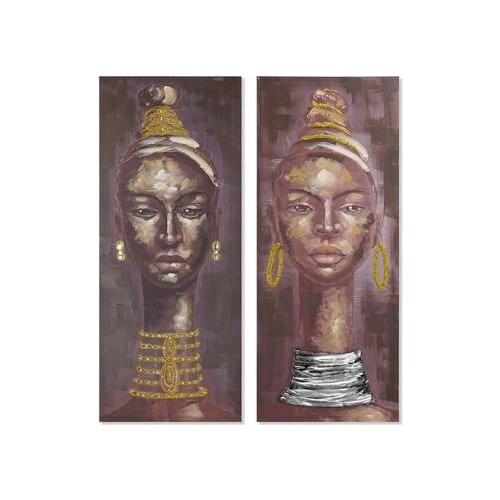 Painting Dekodonia Ethnic Lady Multicolour (2 pcs) (55 x 3 x 135 cm)