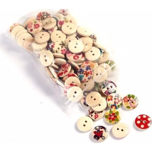 100pcs 2 Holes Wooden Buttons Sewing Accessories For Needlework for Clothing Decorative Buttons Sewing Scrapbooking Button 15mm