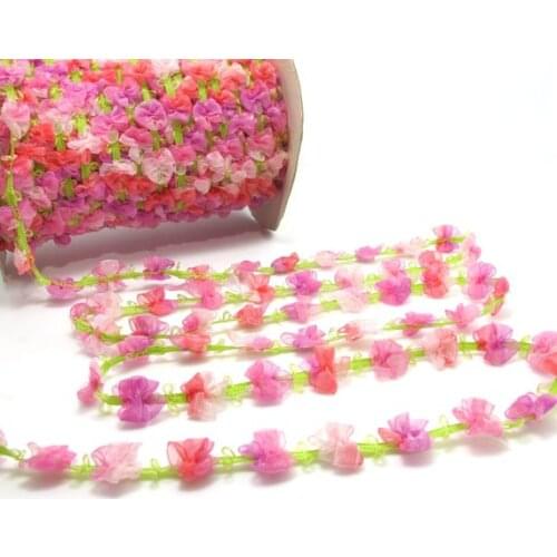 2 Yards Woven Rococo Ribbon Trim with Blue Sparkling Flower Buds|Decorative Floral Ribbon|Scrapbook Materials|Decor