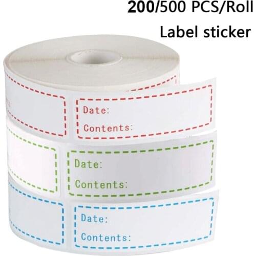 200/500pcs/roll Self-adhesive Food Storage Label Stickers For Container Bottle Jar Packing Freezer Labels Stickers Date Labels