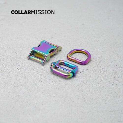 50pcs/lot (metal buckle+adjust buckle+D ring/set) DIY cat dog collar webbing accessory 15mm high quality plated buckle 4 kinds