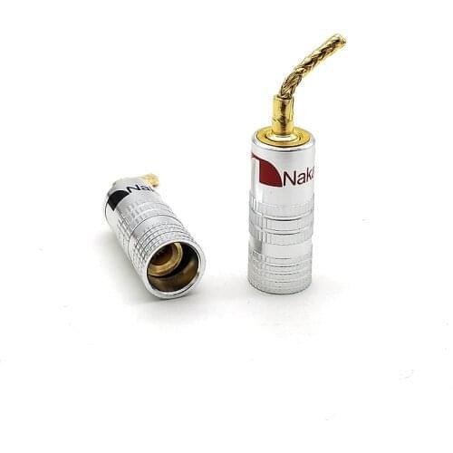 8PCS 2mm Banana Plug Nakamichi Gold Plated Speaker Cable Pin Angel Wire Screws Lock Connector For Musical HiFi Audio