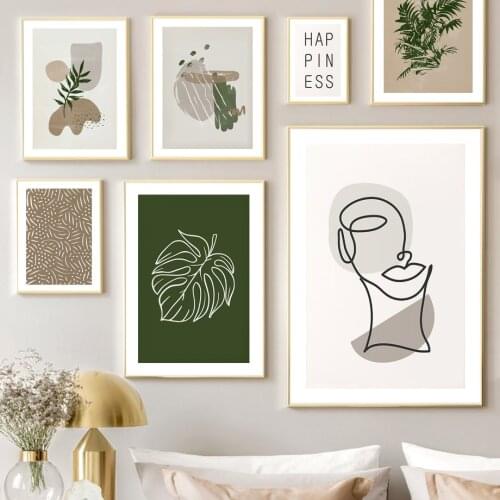 Abstract Lines Boho Sun Rainbow Monstera Wall Art Canvas Painting Nordic Posters And Prints Wall Pictures For Living Room Decor