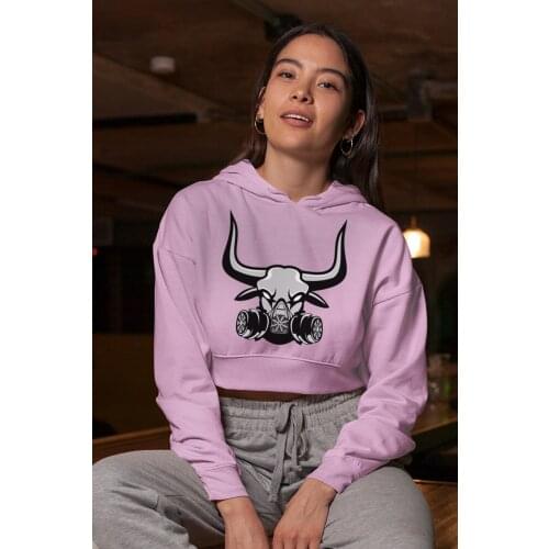 Angemiel Wear Gas Masker Bull Pink Short Hooded Sweatshirt